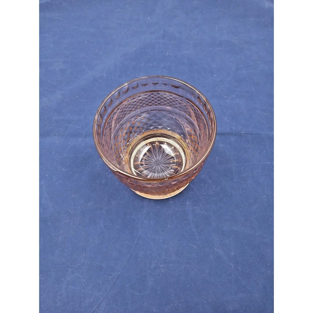 Vintage Pink Depression Style Glass Bowl Diamond Pattern Made in Indonesia